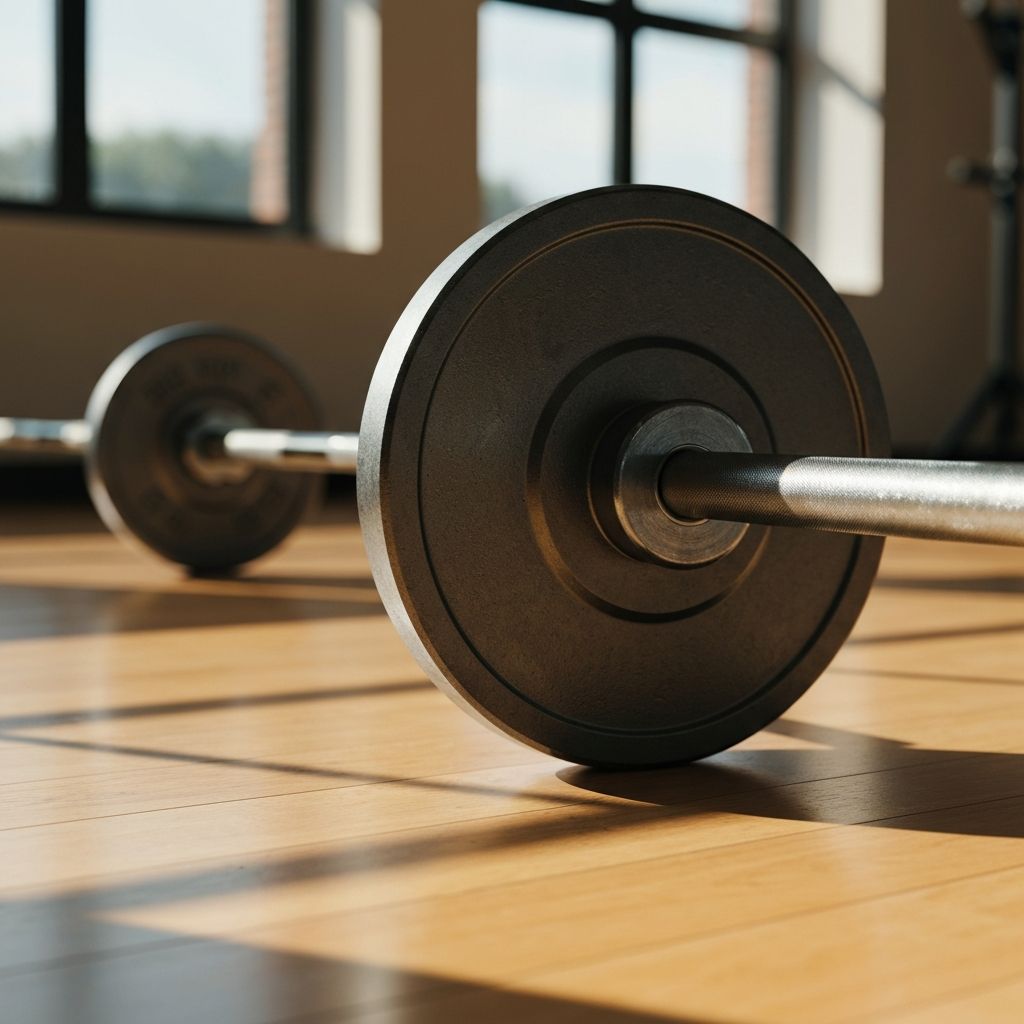 Barbell on gym floor